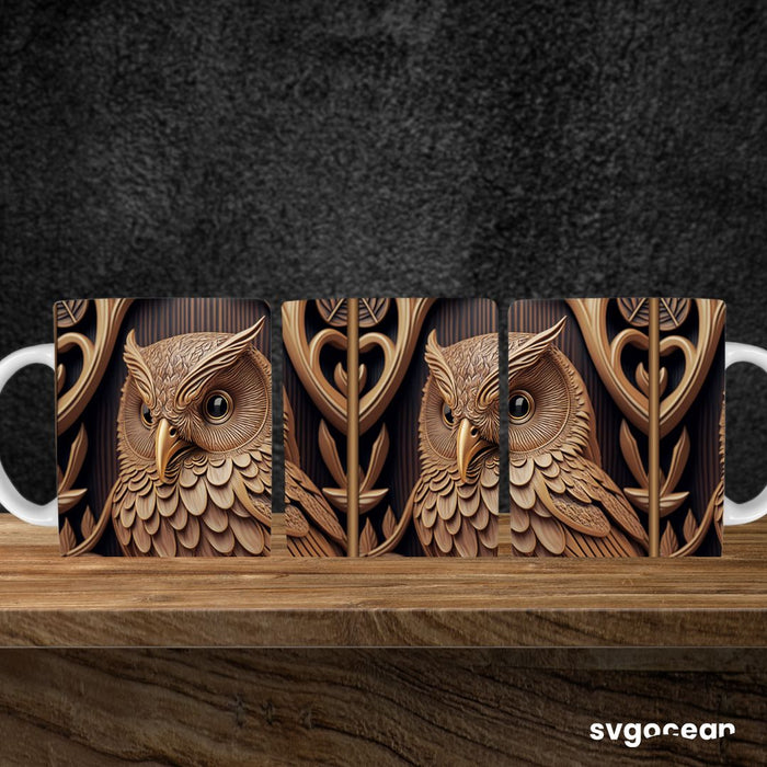 Tooled Leather Owl Mug Sublimation Bundle - svgocean