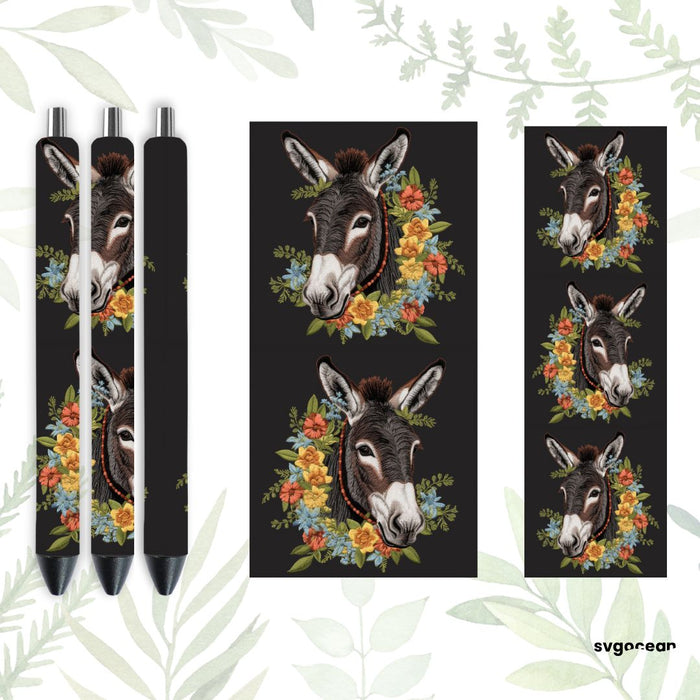 Embroidery Donkey Pen Wrap - svgocean