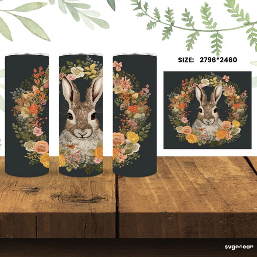 Embroidery Rabbit Tumbler Wrap Sublimation - svgocean