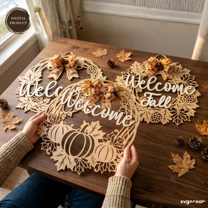 Welcome Fall Door Sign SVG Bundle - Svg Ocean