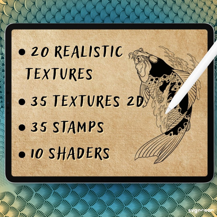Koi Fish Tattoo Procreate Brushes - Svg Ocean