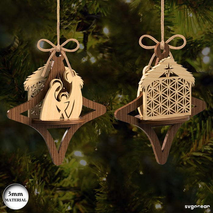 3D Nativity Scene Ornaments Bundle - Svg Ocean