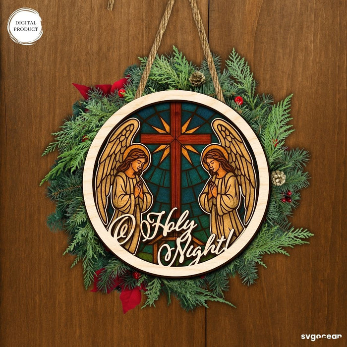 Nativity Stained Glass Door Sign Bundle - Svg Ocean