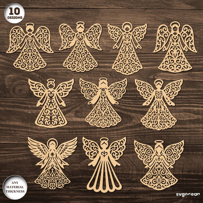 Christmas Angels Ornament Bundle - Svg Ocean