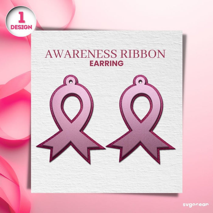 Cancer Awareness Earrings Laser Cut - Svg Ocean