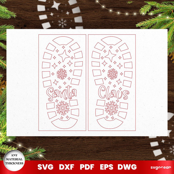 Santa Footprint Stencil Laser Cut - Svg Ocean