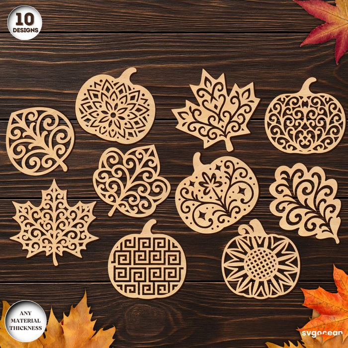 Autumn Leaves Coasters SVG Bundle - SvgOcean