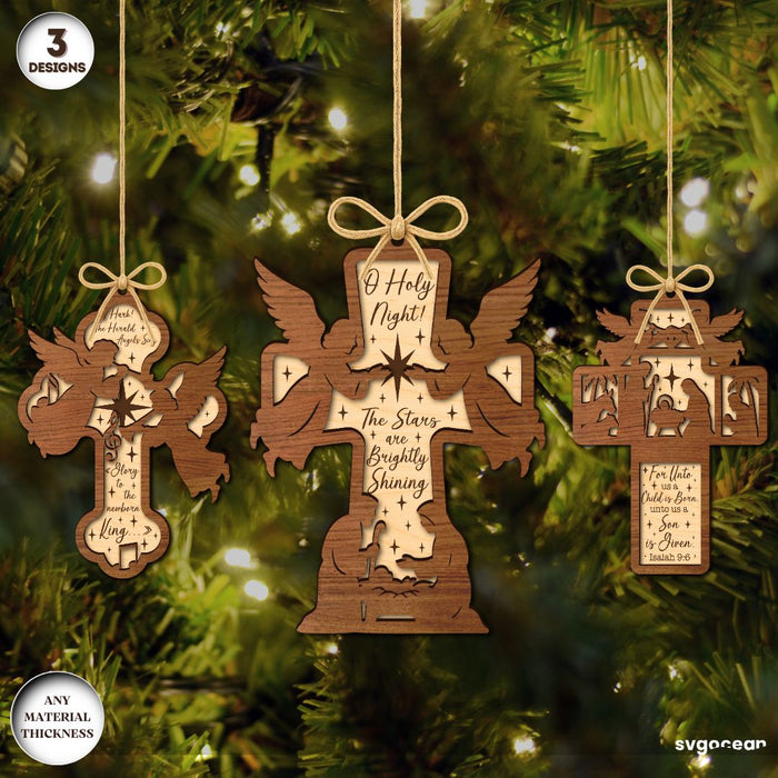 Nativity Cross Ornaments Laser Cut - Svg Ocean