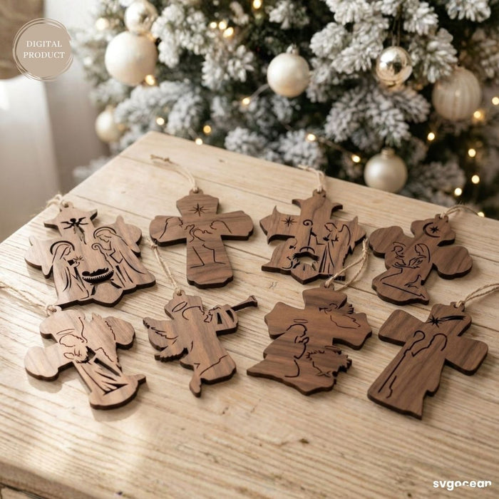 Nativity Cross Ornaments SVG Bundle - Svg Ocean