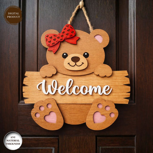 Valentine Bear Door Sign Laser Cut - Svg Ocean