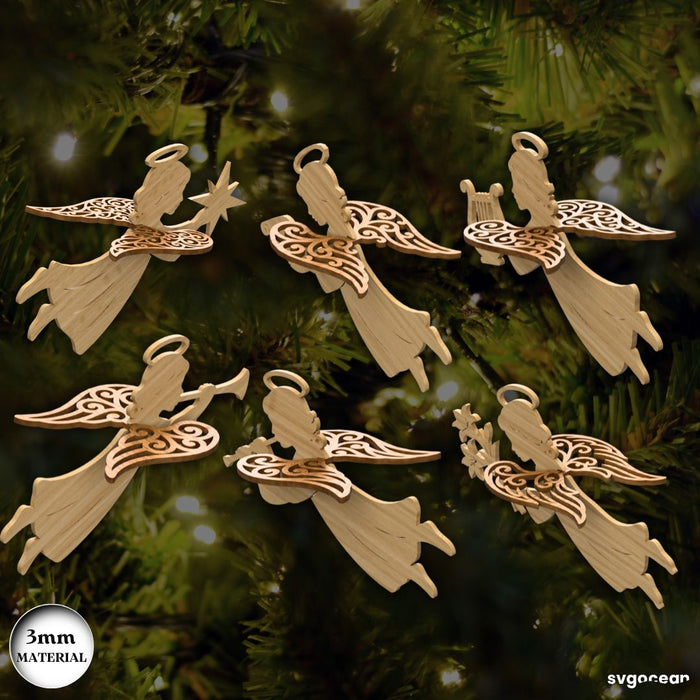 3D Christmas Angels Ornament Bundle - Svg Ocean