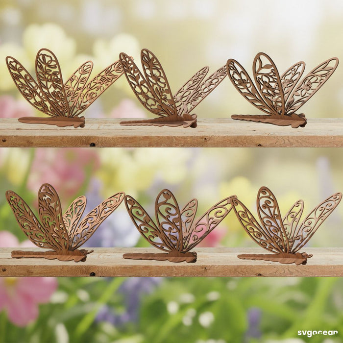 3D Dragonflies Laser Cut Bundle - Svg  Ocean