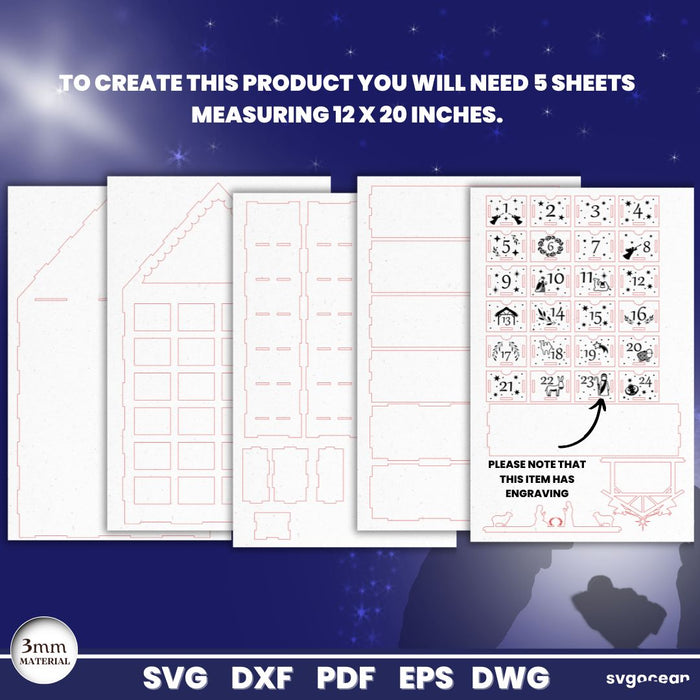 Nativity Scene Advent Calendar Laser Cut - Svg Ocean