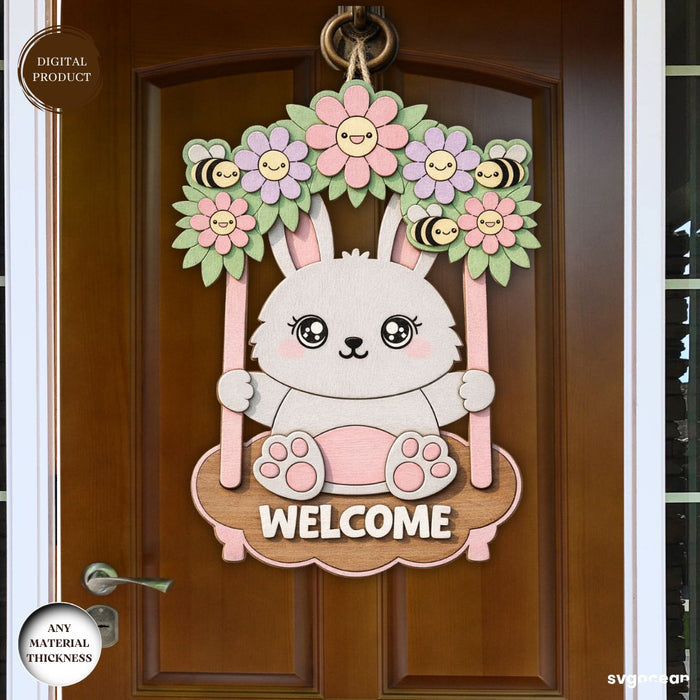 Easter Bunny Swing Door Sign Laser Cut