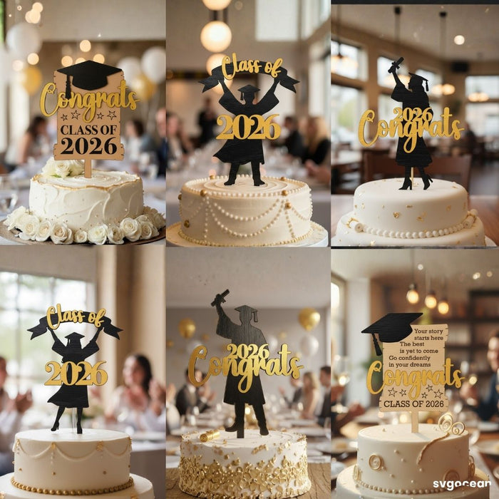 Graduation Cake Toppers SVG Bundle - Svg Ocean