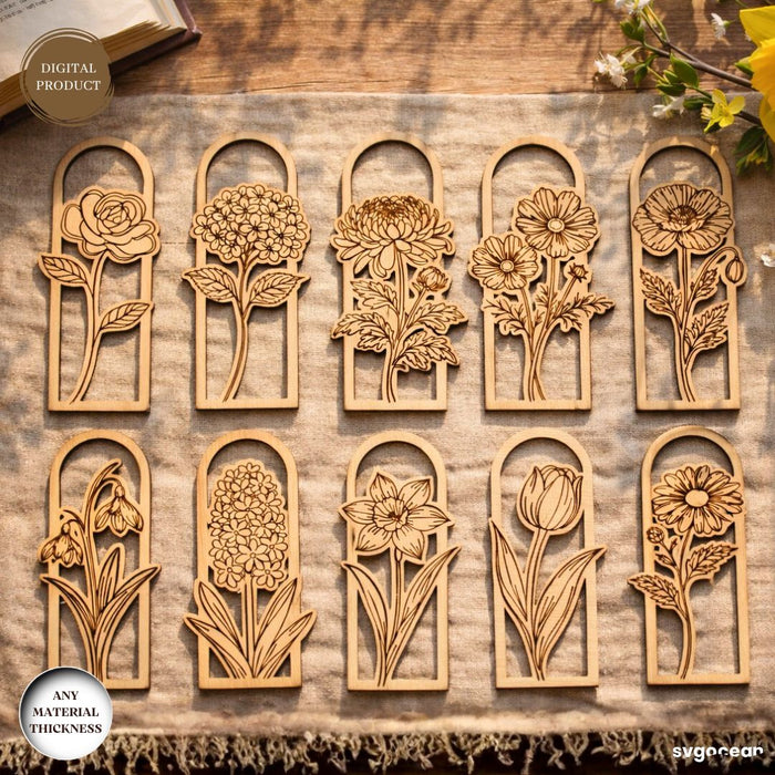 Flowers Bookmark Laser Cut Bundle - Svg Ocean