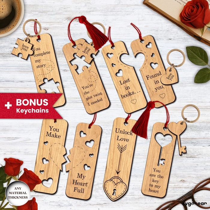 Valentine's Day Couple Bookmarks SVG Bundle - Svg Ocean