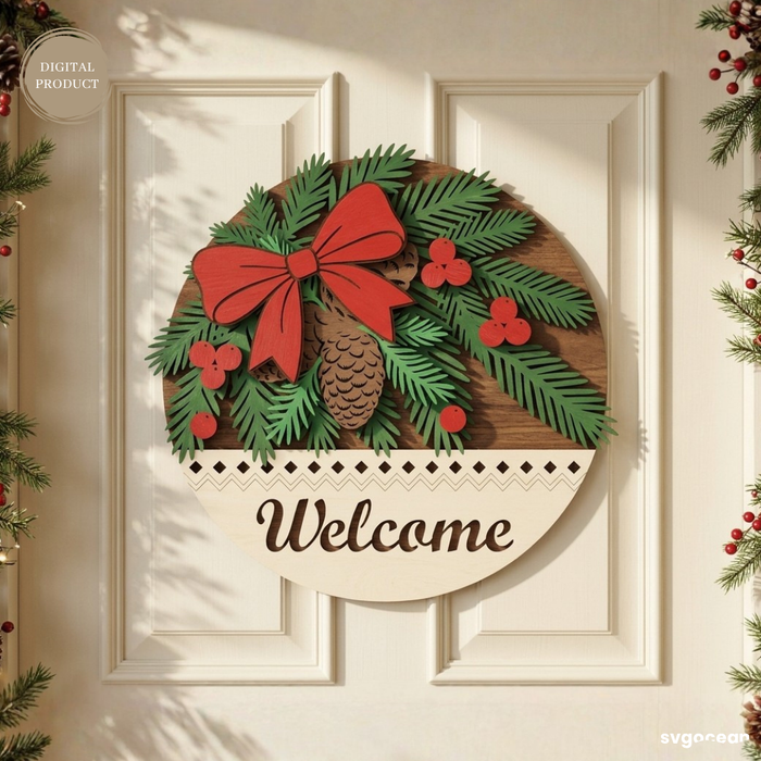 Christmas Welcome Door Hanger SVG Bundle - Svg Ocean