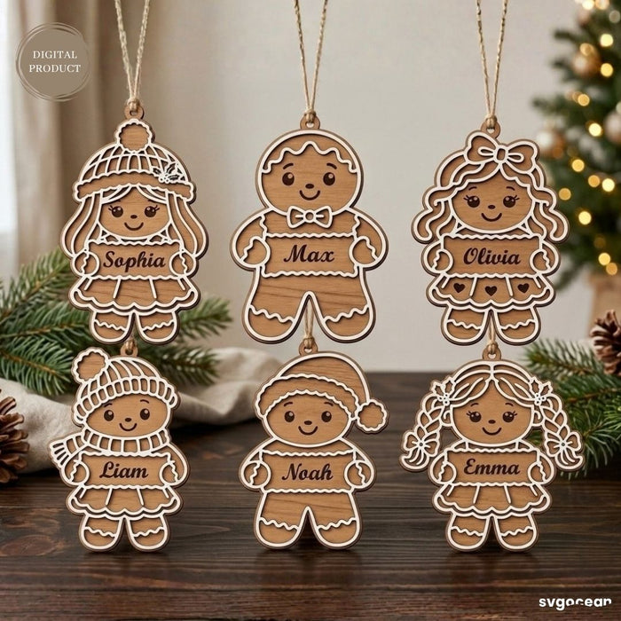 Personalized Gingerbread Ornament SVG Bundle - Svg Ocean