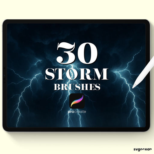 Storm and Lightning Procreate Brushes - Svg Ocean