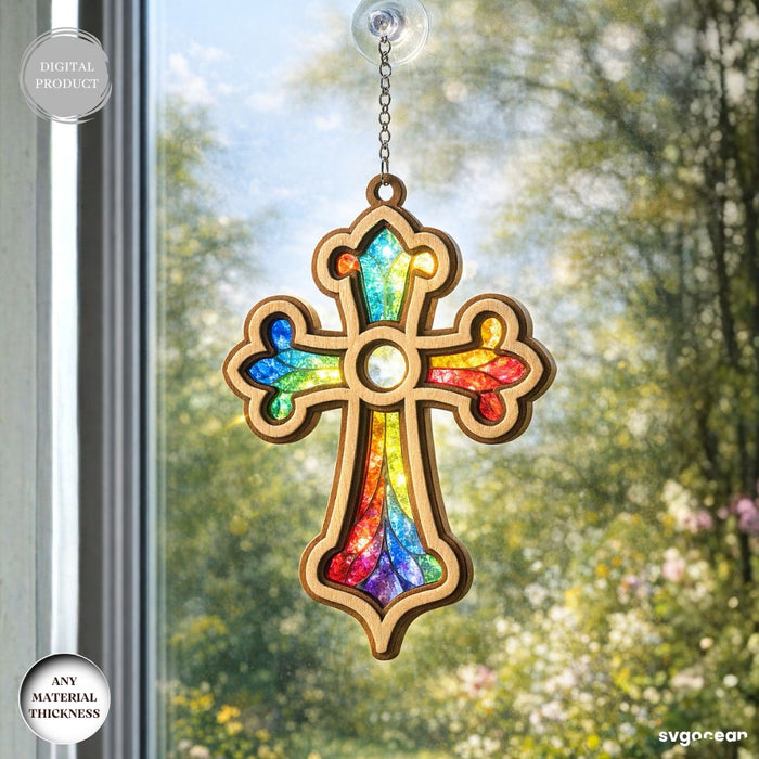 Cross Suncatcher Laser Cut - Svg Ocean