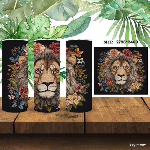 Embroidery Lion Tumbler Wrap Sublimation - svgocean