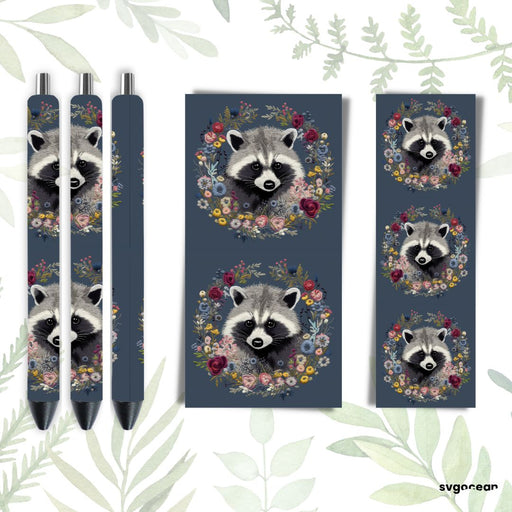 Embroidery Raccoon Pen Wrap - svgocean