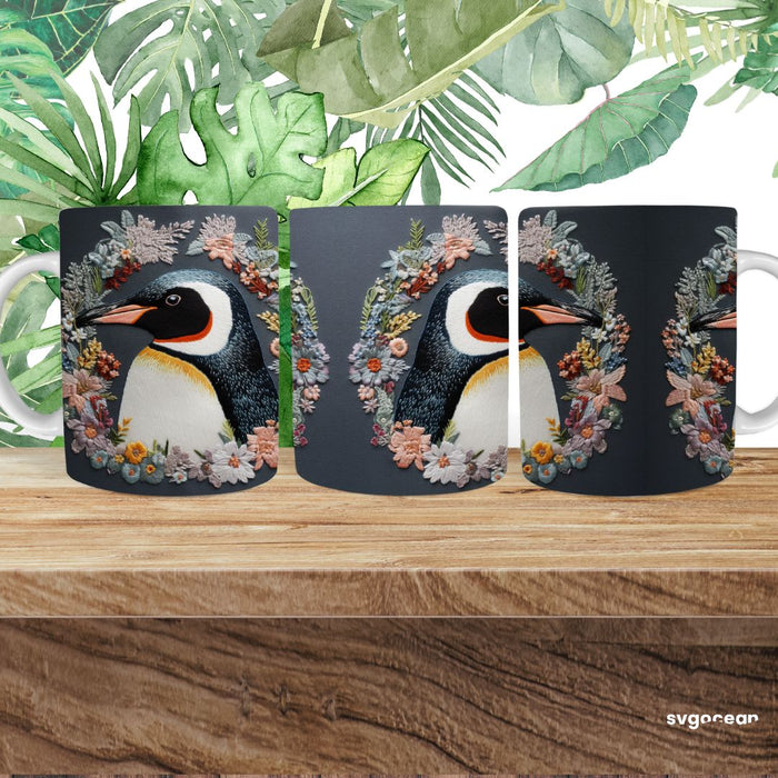 Embroidery Penguin Mug Sublimation - svgocean