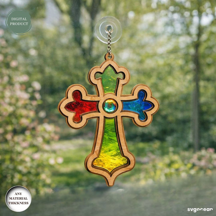 Cross Suncatcher Laser Cut - Svg Ocean