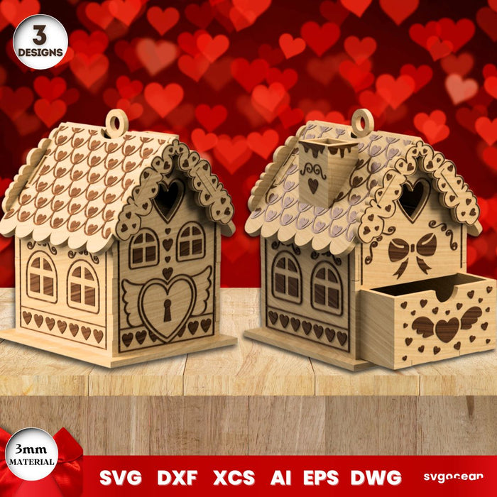 Valentine's Day House Gift Boxes - Svg Ocean