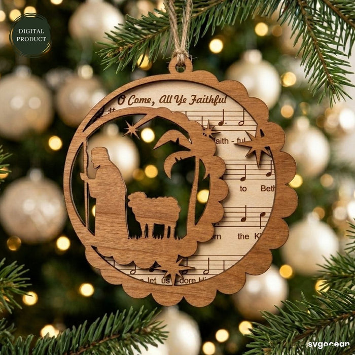 Nativity Sheet Music Ornaments SVG Bundle - Svg Ocean