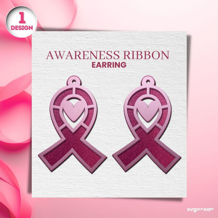 Cancer Awareness Earrings Laser Cut - Svg Ocean