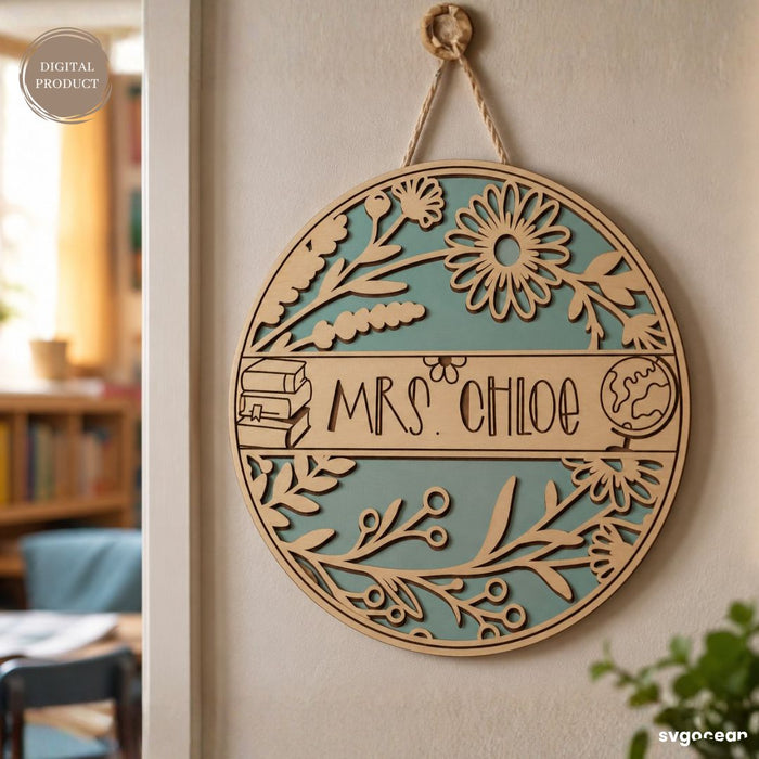 Floral Teacher Door Sign SVG - Svg Ocean
