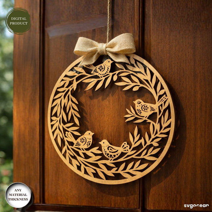 Floral Wreath Door Sign SVG Bundle - Svg Ocean