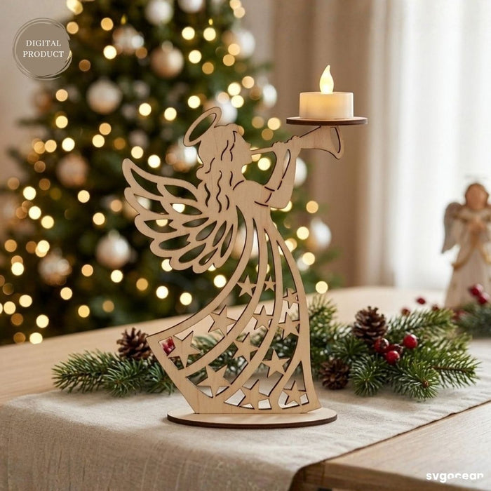 Christmas Angel Candle Holders SVG Bundle - Svg Ocean