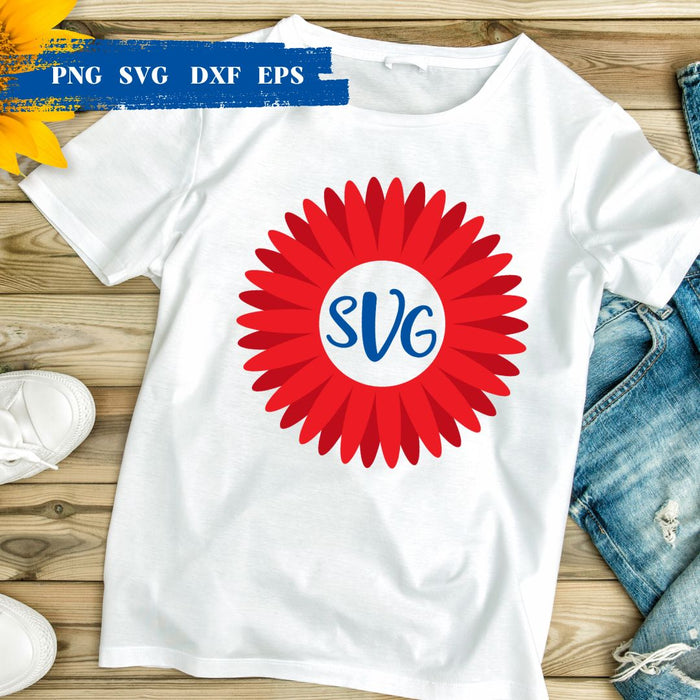 American Sunflower Monogram SVG - Svg Ocean