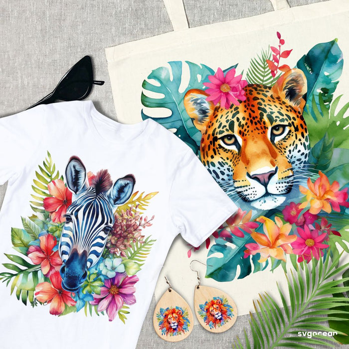 Watercolor Animal T-shirt Sublimation | Print Designs Bundle