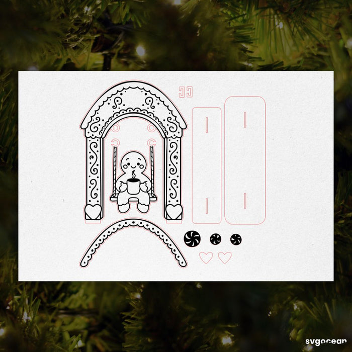 Gingerbread Man on Swing Laser Cut - Svg Ocean