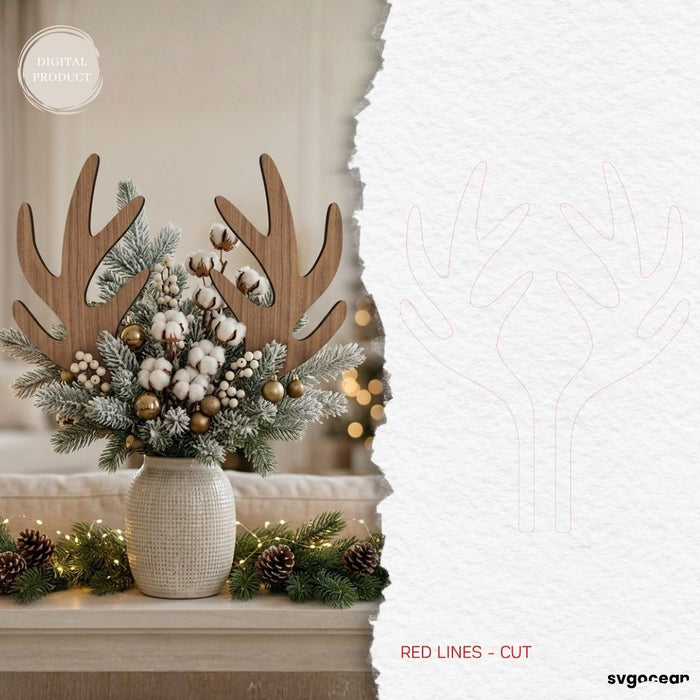 Reindeer Antler Plant Stake SVG Bundle - Svg Ocean