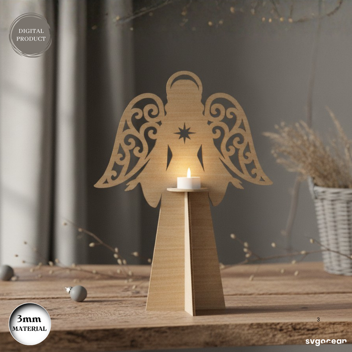 Christmas Angel Candle Stand SVG Bundle- Svg Ocean