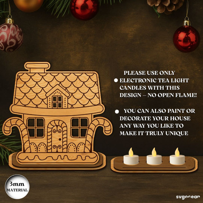 Gingerbread House Candle Holders Bundle - Svg Ocean
