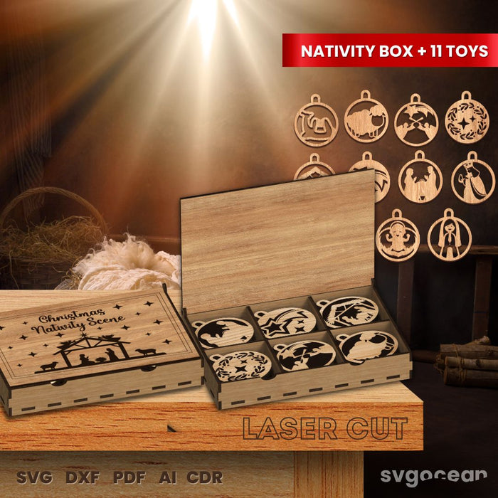 Nativity Ornament Boxes Laser Cut  - Svg Ocean