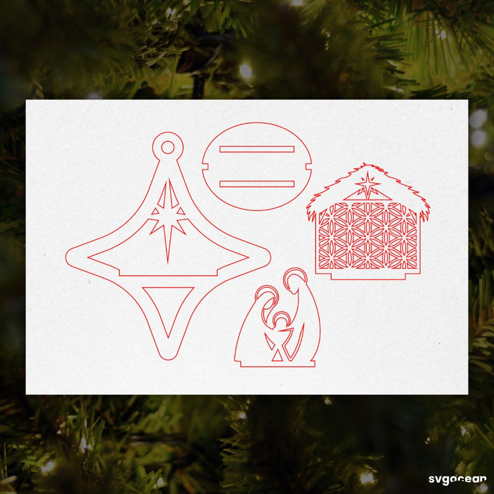 3D Nativity Scene Ornaments Bundle - Svg Ocean