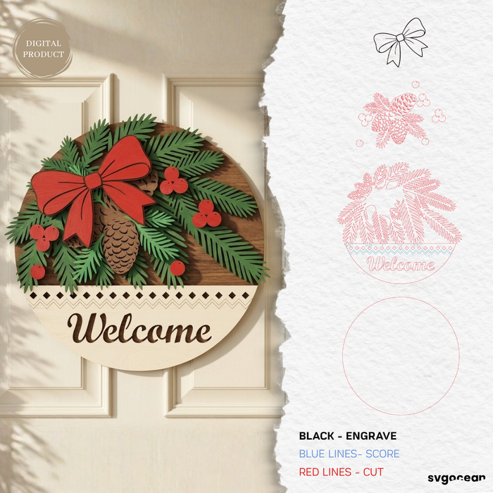 Christmas Welcome Door Hanger SVG Bundle
