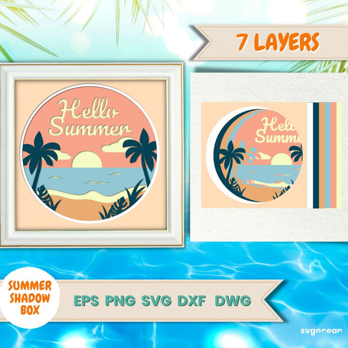 Summer Beach Shadow Box - svgocean