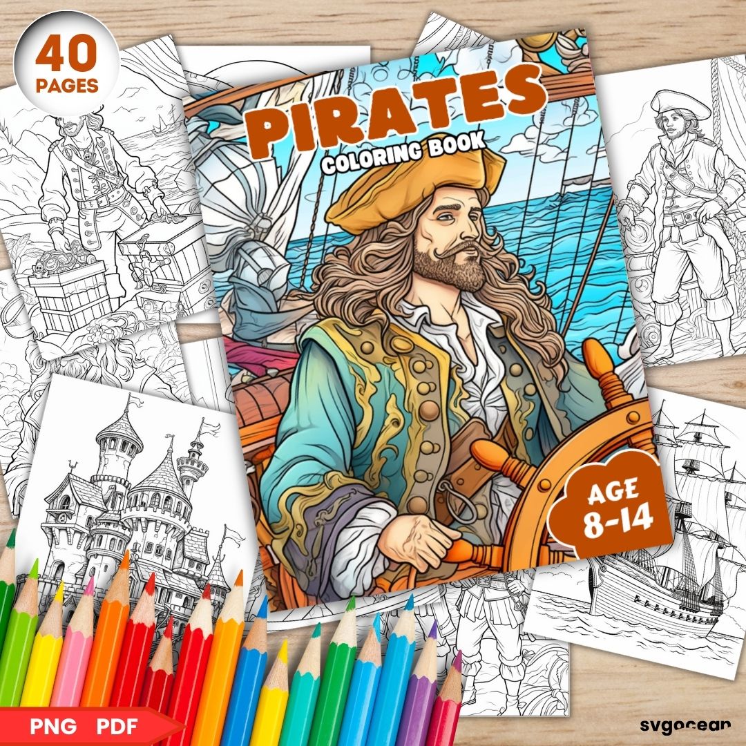 Pirates Coloring Book | Coloring pages for kids - SVG Ocean — svgocean