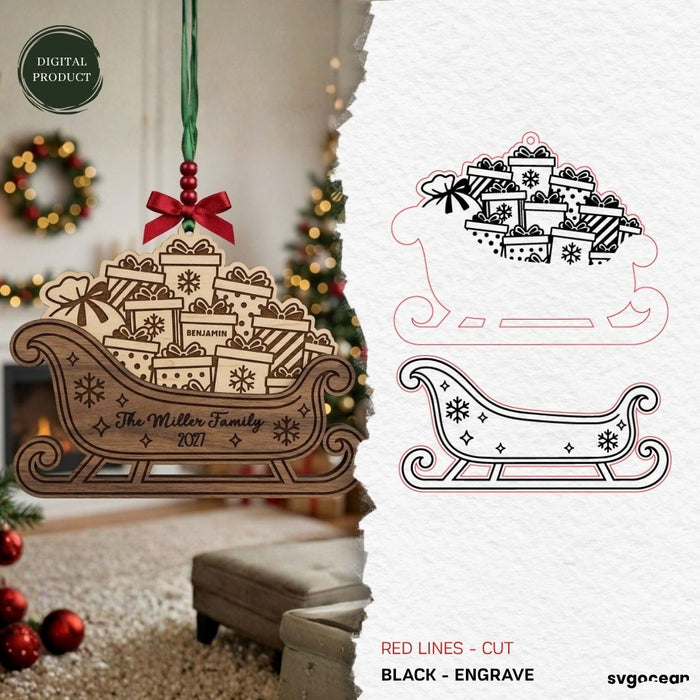 Santa Sleigh Ornaments SVG Bundle - Svg Ocean