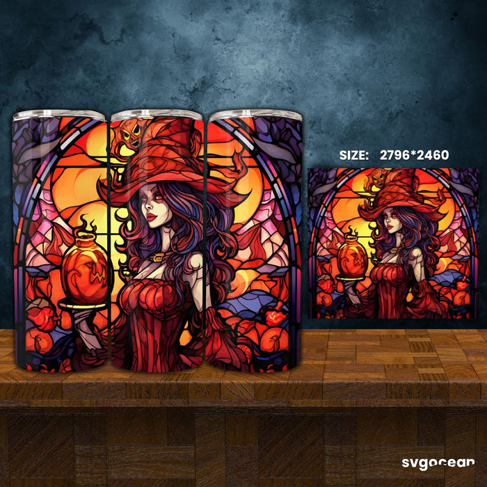 Stained Glass Halloween Tumbler Wrap - Svg Ocean