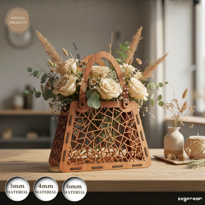 3D Flower Basket Laser Cut Bundle - Svg Ocean