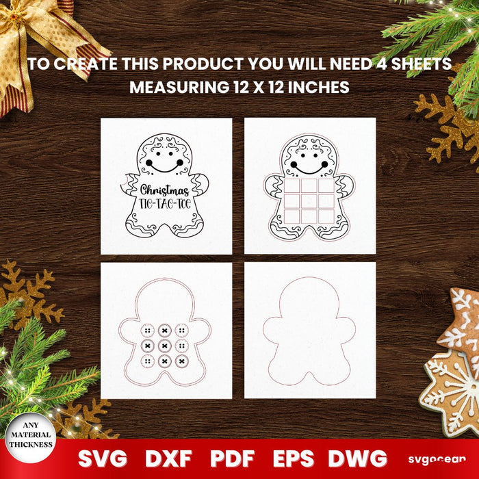 Gingerbread Man Tic Tac Toe - Svg Ocean